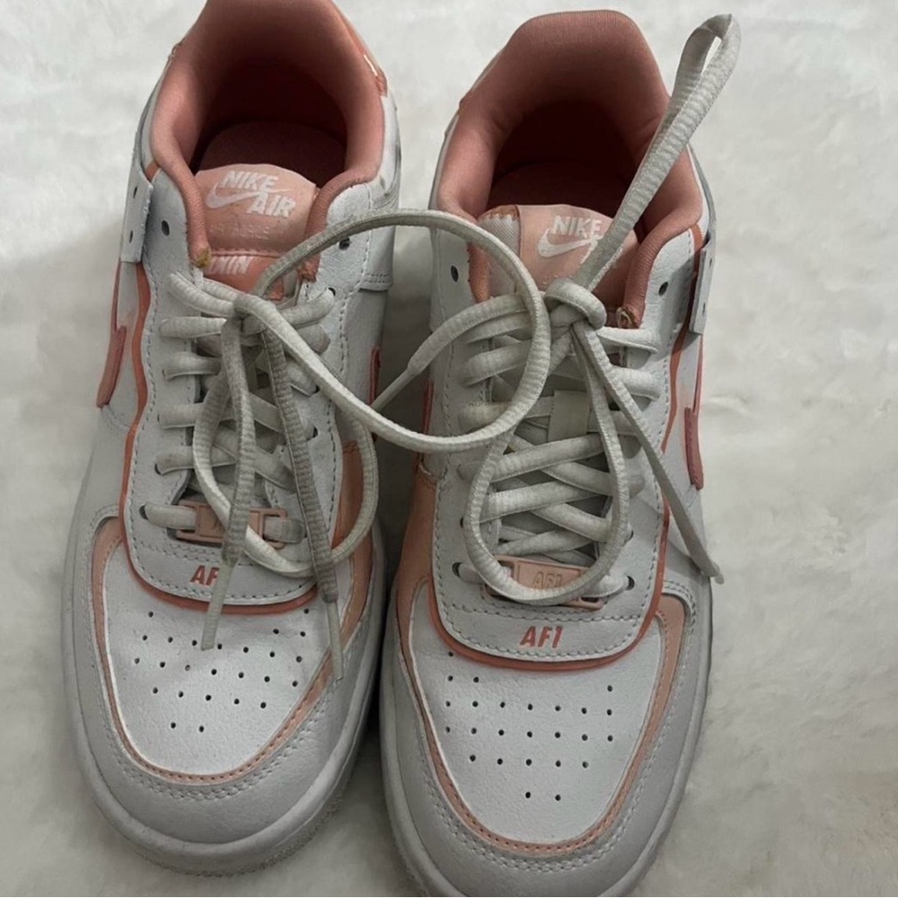 Nike Air Force 1 White and Pink Low Tops